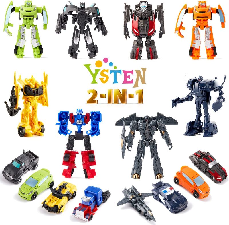 Photo 1 of 2022 New Upgraded 8 Pcs Car Robot Toys, 3.5 inch Small Deformation Robots, Mini Action Figures, Birthday Gifts for 5 Years and up Kids.
