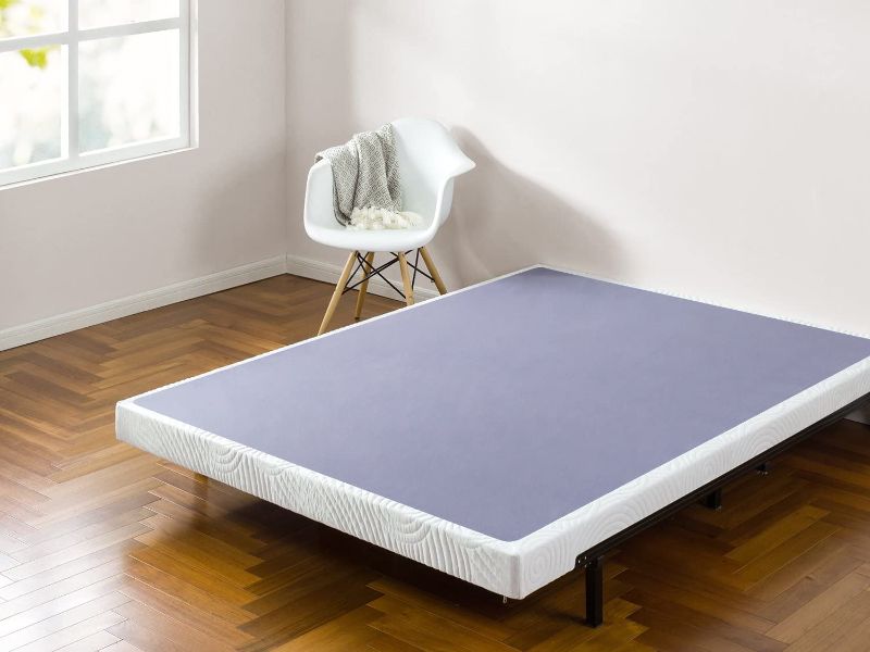 Photo 1 of ZINUS Metal Box Spring with Wood Slats /4 Inch Mattress Foundation / Sturdy Steel Structure / Easy Assembly, Full
