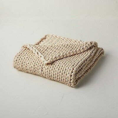 Photo 1 of 50"x70" 12lbs Solid Knit Weighted Blanket - Casaluna™, Natural

