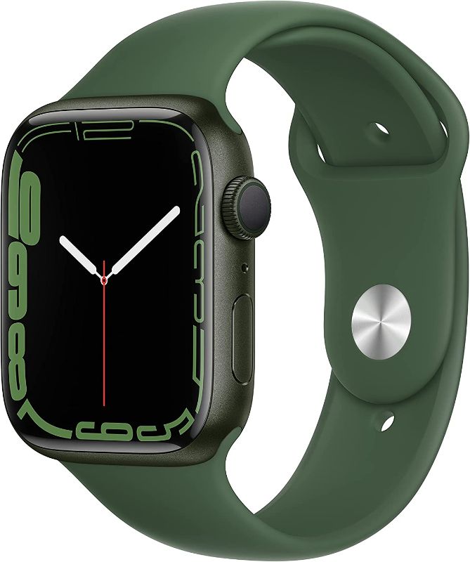Photo 1 of Apple Watch Series 7 [GPS 45mm] Smart Watch w/ Green Aluminum Case with Clover Sport Band. Fitness Tracker, Blood Oxygen & ECG Apps, Always-On Retina Display, Water Resistant
