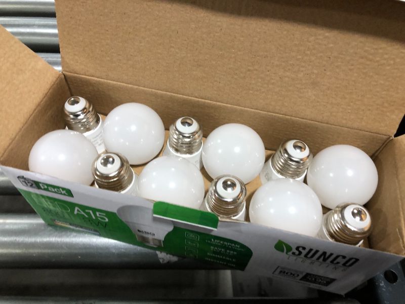 Photo 2 of Sunco Lighting 12 Pack A15 LED Bulb Dimmable Refrigerator Appliance Bulbs 8W Equivalent 60W, 4000K Cool White, 800 LM, E26 Medium Base, Instant On, Super Bright, Indoor Outdoor Light - UL, Energy Star
