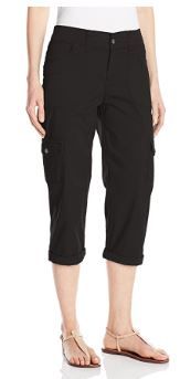 Photo 1 of LEE Women's Relaxed-Fit Austyn Knit-Waist Cargo Capri Pant, BLACK, SIZE 14 MEDIUM
