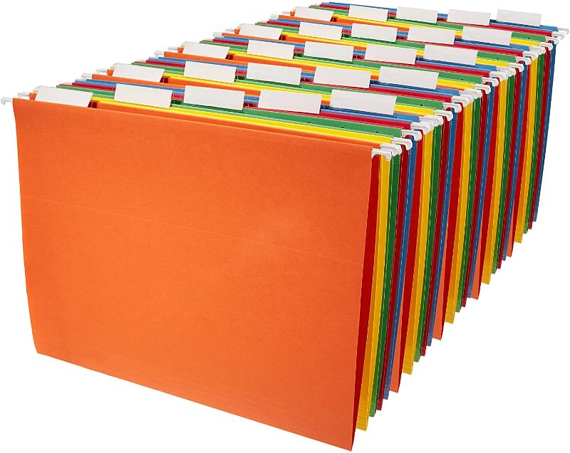 Photo 1 of Amazon Basics Hanging Organizer File Folders - Letter Size, Assorted Colors, 25-Pack
