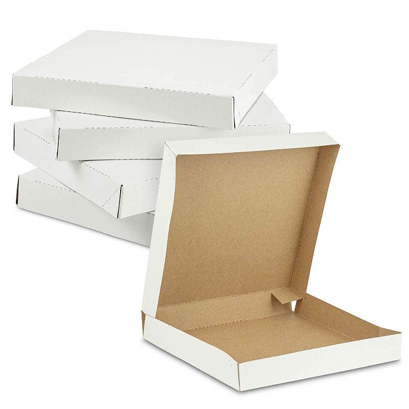 Photo 1 of 10" x 10" x 2" White Corrugated Plain Pizza Box - 50/Bundle