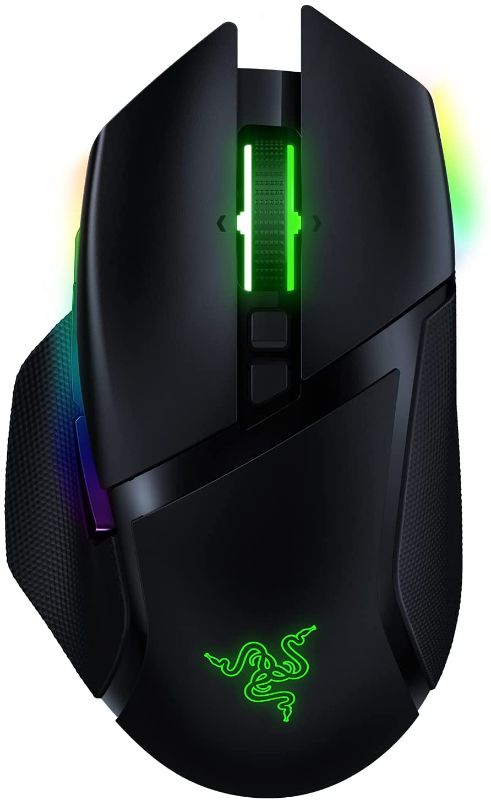 Photo 1 of Razer Basilisk Ultimate Hyperspeed Wireless Gaming Mouse: Fastest Gaming Mouse Switch, 20K DPI Optical Sensor, Chroma RGB Lighting, 11 Programmable Buttons, 100 Hr Battery, Classic Black
