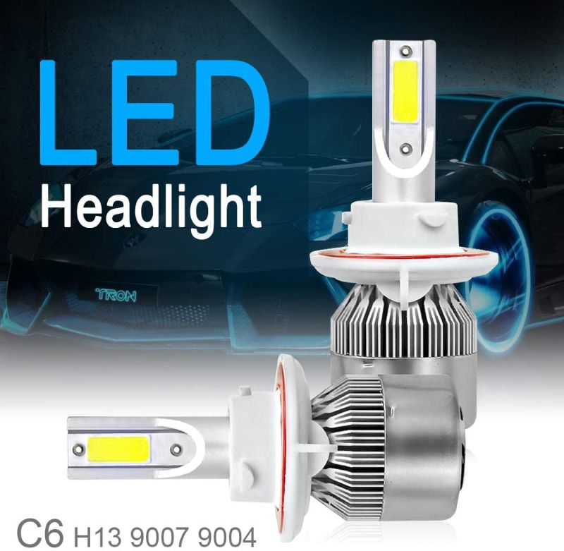 Photo 1 of 2pcs H13 / 9008 C6 COB LED Car Headlight Kit Hi or Lo Light Bulb 10800LM 6000K 120W
