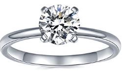 Photo 1 of IMOLOVE Moissanite Solitaire Engagement Ring for Women, Wedding band 925 Sterling Silver with 18K Gold Plated Lab Created Simulated Round Diamond Ring, Promise Wedding Rings, 1 CARAT, SIZE 6
