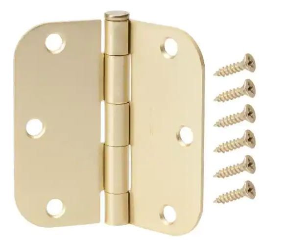 Photo 1 of 4 BOXES Everbilt 3-1/2 in. Satin Brass 5/8 in. Radius Door Hinges Value Pack (12-Pack)