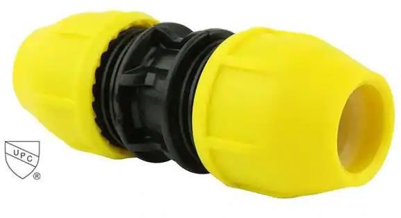 Photo 1 of 1-1/2 in. IPS DR 11 Underground Yellow Poly Gas Pipe Coupler
