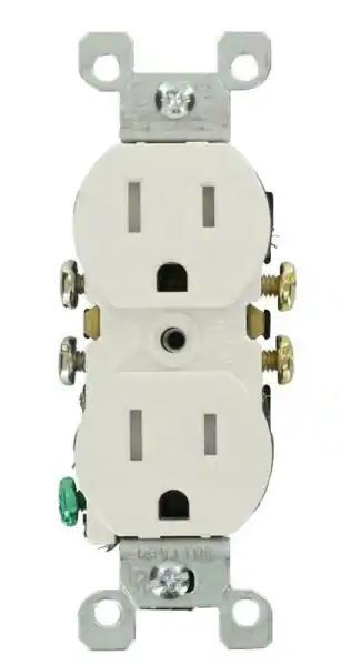 Photo 1 of 15 Amp Tamper-Resistant Duplex Outlet, White (10-Pack)
