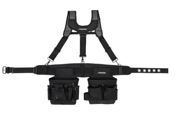 Photo 1 of 2-Bag 14-Pocket Black Electricians Suspension Rig Work Belt with Suspenders
