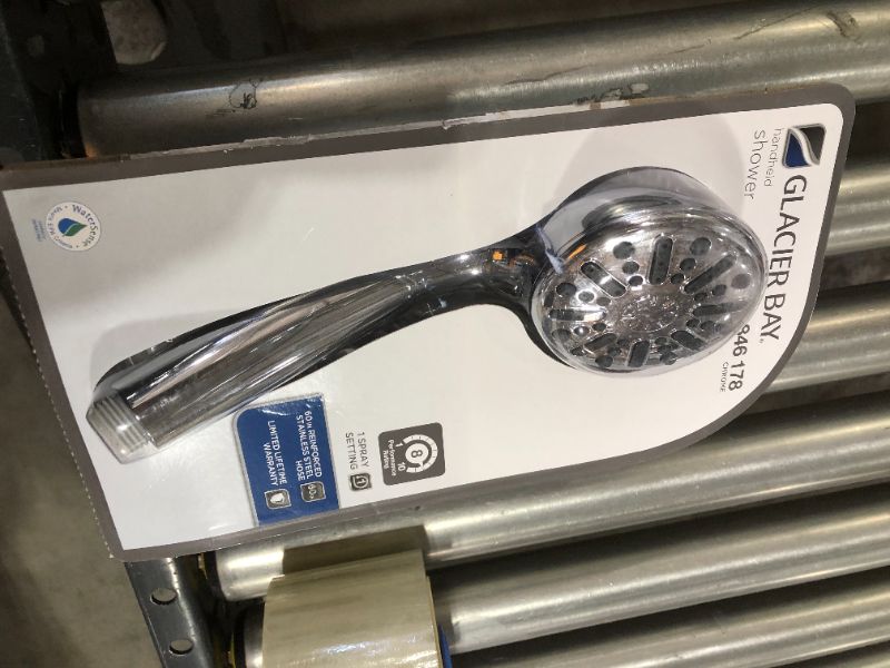 Photo 2 of 1-Spray 3.3 in. Single Wall Mount Handheld Shower Head in Chrome
