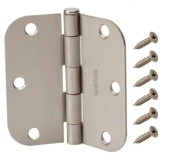 Photo 1 of 3-1/2 in. x 5/8 in. Radius Satin Nickel Door Hinge Value Pack (24 per Pack)
