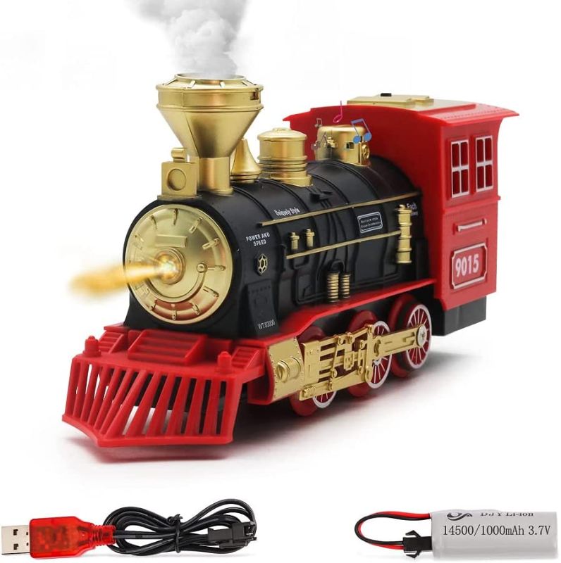 Photo 1 of Electric Toys Train Steam Locomotive Engine - USB Charging Electric Train Engine Toy w/ a Rechargeable Battery,Smoke, Lights & Sounds, Best Gifts for Kids Age 3 and Up
