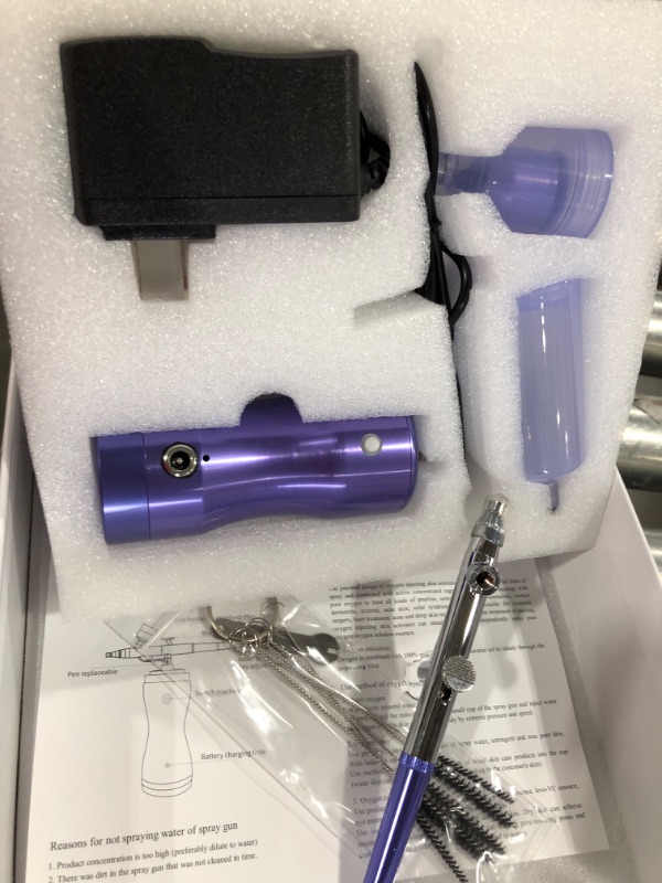 Photo 2 of Asany Airbrush Set,Portable Mini Airbrush Set with Compressor, Cordless Airbrush Kit for Makeup,Painting, Handheld Airbrush for Cake Decorating, Nail Design (Purple)
