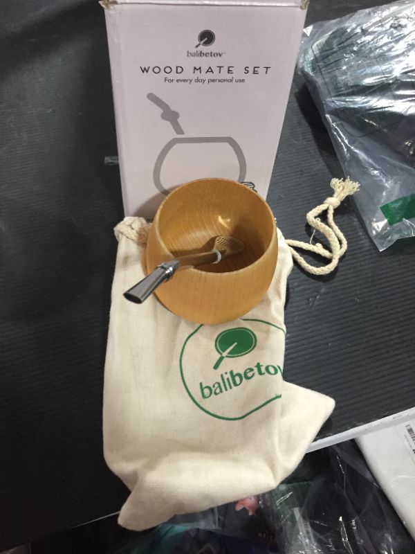 Photo 2 of BALIBETOV - New - All Natural Jujube Wood Yerba Mate Gourd Set (Mate Cup) - Includes Stainless Steel Bombilla Straw and Cleaning Brush - Mate Gourds for Yerba Mate Loose Leaf Drinking. (Light Brown)