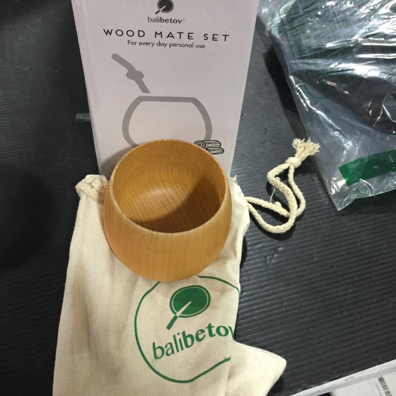 Photo 3 of BALIBETOV - New - All Natural Jujube Wood Yerba Mate Gourd Set (Mate Cup) - Includes Stainless Steel Bombilla Straw and Cleaning Brush - Mate Gourds for Yerba Mate Loose Leaf Drinking. (Light Brown)