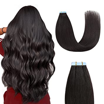 Photo 1 of 18 inches Silky Straight Remy Human Hair Seamless Skin Weft Tape in Human Hair Extensions