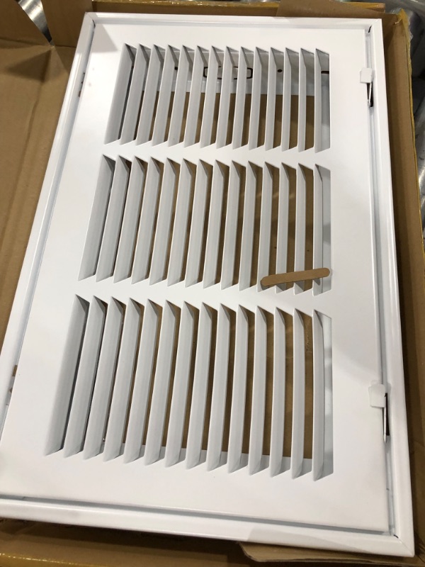 Photo 2 of 14" X 8 Steel Return Air Filter Grille for 1" Filter - Removable Face/Door - HVAC Duct Cover - Flat Stamped Face - White [Outer Dimensions: 16.5 X 9.75]
