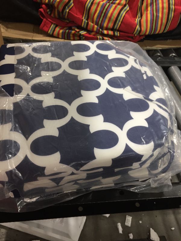 Photo 1 of 3 Piece Wicker Cushion Set - Navy Blue and White Stripe Indoor / Outdoor Fabric Cushion