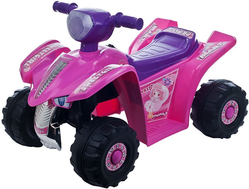 Photo 1 of Four Wheeler for Kids – Battery Powered Electric Quad – Ride On Toy ATV with Princess Decals for Children 3-6 Years by Lil’ Rider (Pink and Purple)
