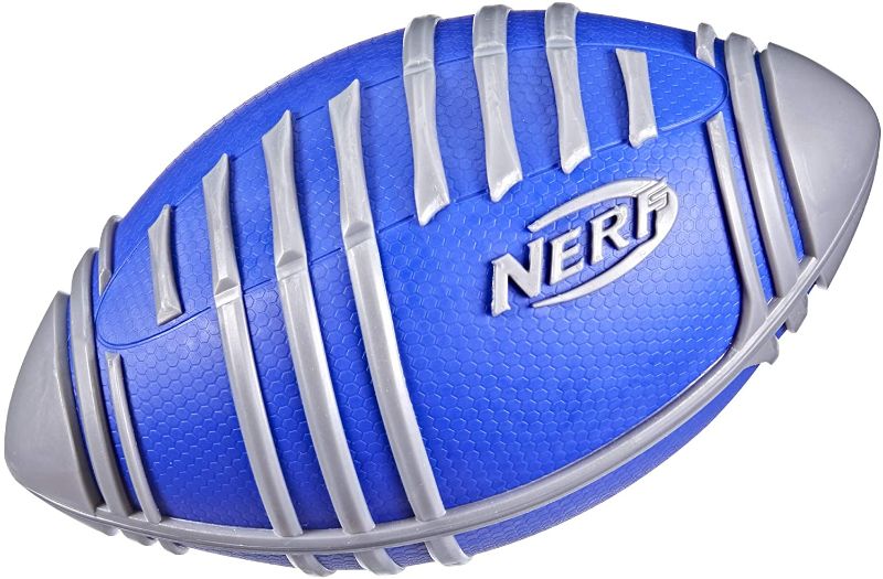 Photo 2 of 2 PCS NERF Weather Blitz Foam Football for All-Weather Play -- Easy-to-Hold Grips – Great for Indoor and Outdoor Games -- Silver and green
