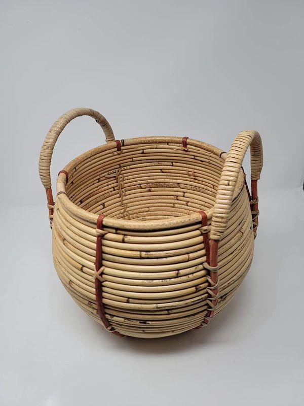 Photo 1 of 2 PCS 10" x 10.5" Round Rattan Basket with Handle Natural Opalhouse designed with Jungalow
