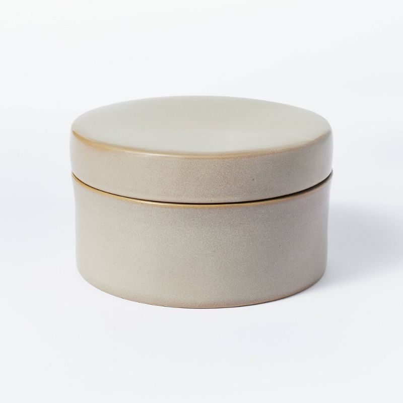 Photo 1 of 3 PCS 7" X 7" Round Carved Ceramic Box Gray - Threshold™ Designed with Studio McGee
