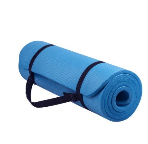 Photo 1 of BalanceFrom All-Purpose 1/2 In. High Density Foam Exercise Yoga Mat Anti-Tear with Carrying Strap, Blue
