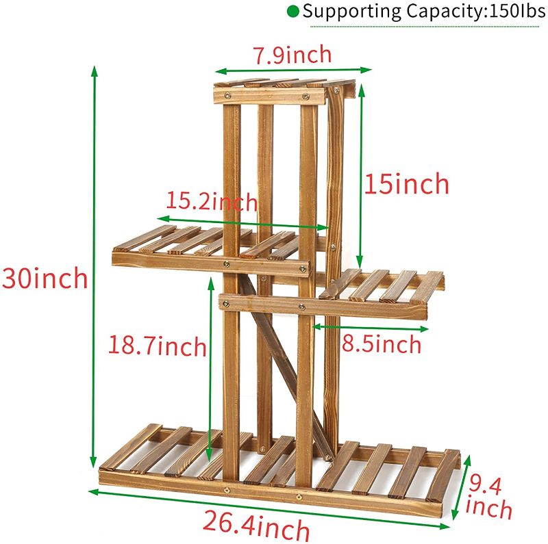 Photo 1 of Yimobra Tall Plant Shelf Indoor Outdoor, Wood Multi Tier Flower Stand Pot Display Holder Planter Rack for Garden Balcony Patio Corner Balcony Living Room...
