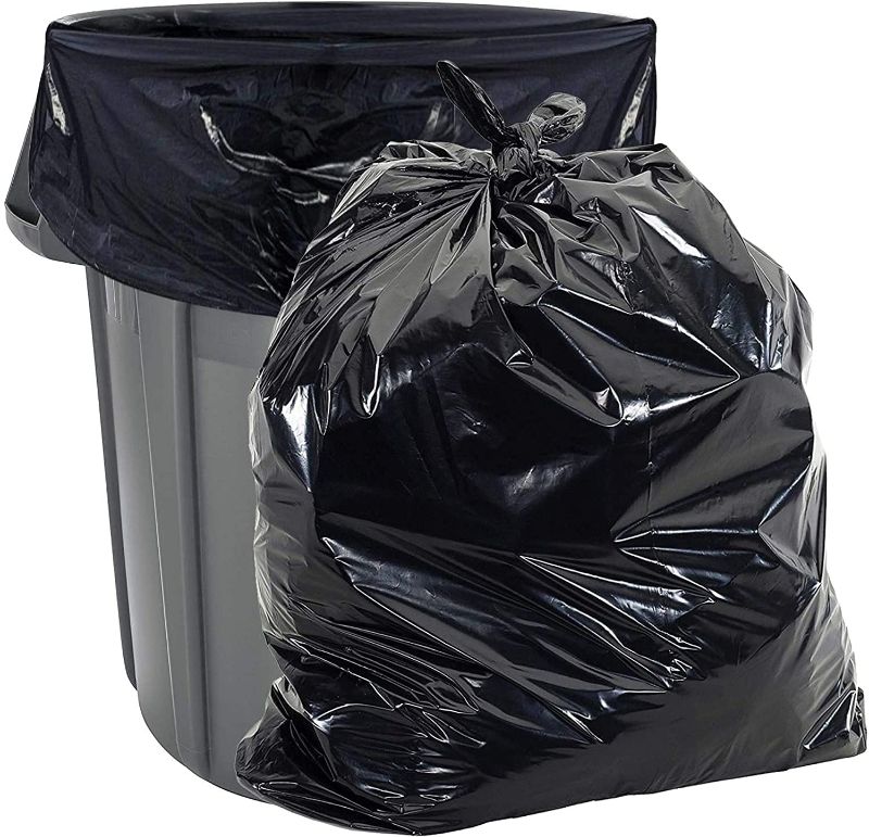 Photo 1 of Aluf Plastics Gallon Size 55-60 Typically 38" x 58" 2.0 MIL Black Heavy Duty Garbage Bags - Pack of 100 - For Contractor, Outdoor, Construction, & Storage
