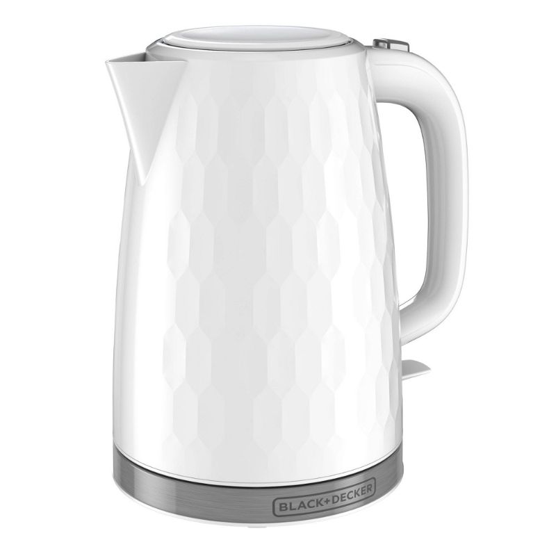 Photo 1 of BLACK+DECKER Honeycomb Collection Rapid Boil 1.7L Electric Cordless Kettle with Premium Textured Finish White KE1560W
