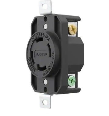 Photo 1 of 30 Amp 125/250V NEMA L14-30R Locking Receptacle, Industrial Grade Grounding Twist Lock Outlet, Black
