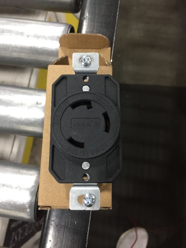 Photo 2 of 30 Amp 125/250V NEMA L14-30R Locking Receptacle, Industrial Grade Grounding Twist Lock Outlet, Black

