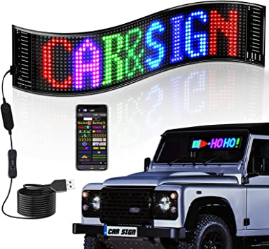 Photo 1 of VDIKKS LED Car Sign 14.6x3.6”Flexible LED Matrix Panel 5V USB LED Uber Light Signs for Car Bluetooth Smart APP Control RGB Scrolling Display Message Board ***UNABLE TO TEST ***