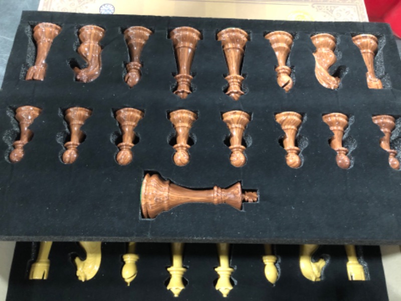 Photo 4 of AMEROUS High Polymer Weighted Chess Pieces with 4.25'' King - 2 Extra Queens - Gift Package, Standard Tournament Chessmen for Chess Board or Replacement of Missing Pieces (Chess Pieces Only)