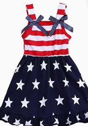 Photo 1 of CM-Kid Little Girls Dress Summer Toddler Girl Clothes 4th of July Dress Kids 4-5 Years
