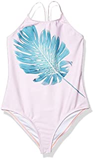 Photo 1 of Heart And Harmony Girls' Over The Shoulder V-Back One Piece Swimsuit, Blush//Sun Chaser, size 12 (B0817N53BV)
