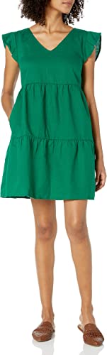 Photo 1 of Amazon Brand - Goodthreads Women's Relaxed Fit Washed Linen Blend Flutter Sleeve Peasant Dress