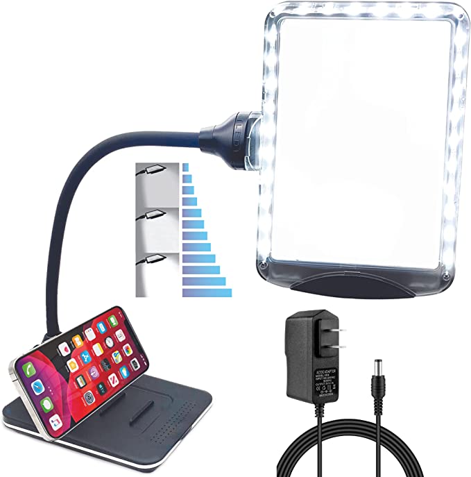 Photo 1 of MagniPros 3X Magnifying Glass with Light and Stand, Flexible Gooseneck Magnifying Desk Lamp w/USB Fast Charge & Tablet Stands for Reading Fine Print, Painting, Sewing, Crafts & Close Work
