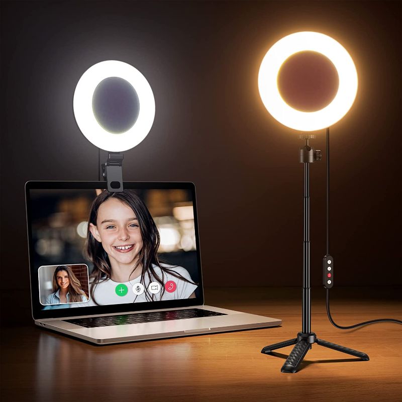 Photo 1 of Weilisi 6.5'' Ring Light for Computer with Adjustable Tripod,3 Light Modes Video Conference Lighting,Mini Ring Light for Laptop,Webcam Light,Zoom Light,Desk Ring Light,Selfie Ring Light
