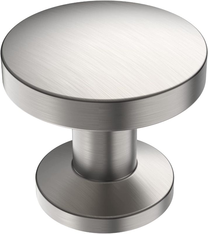 Photo 1 of Alzassbg 10 Pack Brushed Satin Nickel Cabinet Knobs, 1.1 Inch(30mm) Diameter Round Cabinet Knob Hardware for Kitchen Dresser Drawer AL6044SN
