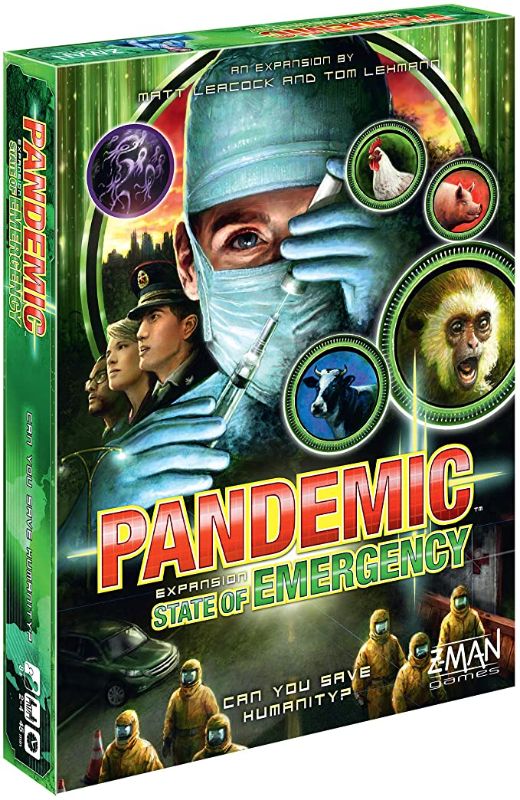 Photo 1 of Pandemic State of Emergency Board Game EXPANSION | Family Board Game | Strategy Board Game | Cooperative Board Game | Ages 8+ | 2 to 4 players | Average Playtime 45 minutes | Made by Z-Man Games
