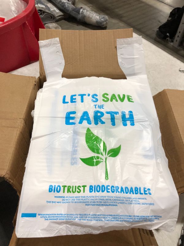 Photo 3 of BioTrust T Shirt Grocery Bags - 100% Biodegradable & Eco Friendly – Reusable Supermarket Small Trash Bags - Extra Strong Thank You Plastic Shopping Handles - Recyclable For Dog & Cat Poop (250 Count)
