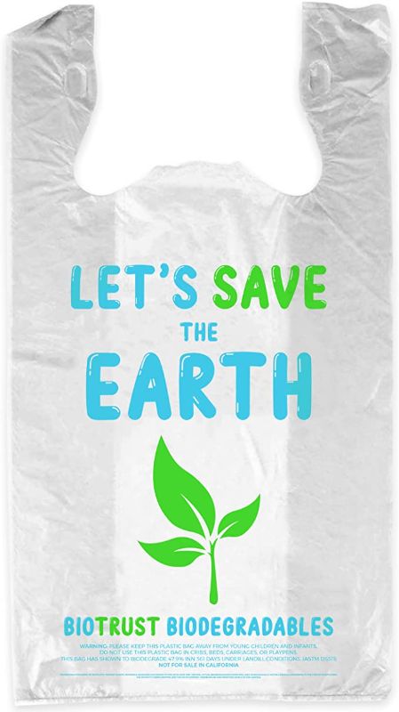 Photo 1 of BioTrust T Shirt Grocery Bags - 100% Biodegradable & Eco Friendly – Reusable Supermarket Small Trash Bags - Extra Strong Thank You Plastic Shopping Handles - Recyclable For Dog & Cat Poop (250 Count)
