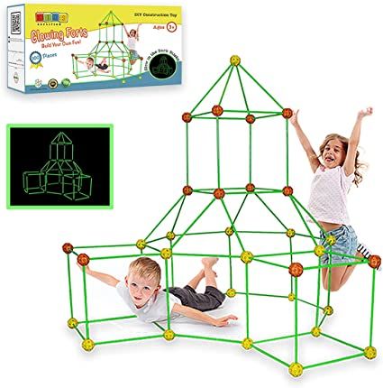 Photo 1 of Kids Certified Glow in The Dark Fort Building Kit 100 Pcs Kids Construction Toy for 3 4 5 6 7 8 9 Years Old Boys & Girls, STEM Educational DIY Forts, Birthday & Christmas Gift, Indoor & Outdoor Play
