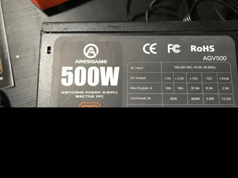 Photo 4 of Power Supply 500W 80 Plus Bronze Certified PSU (ARESGAME, AGV500)
