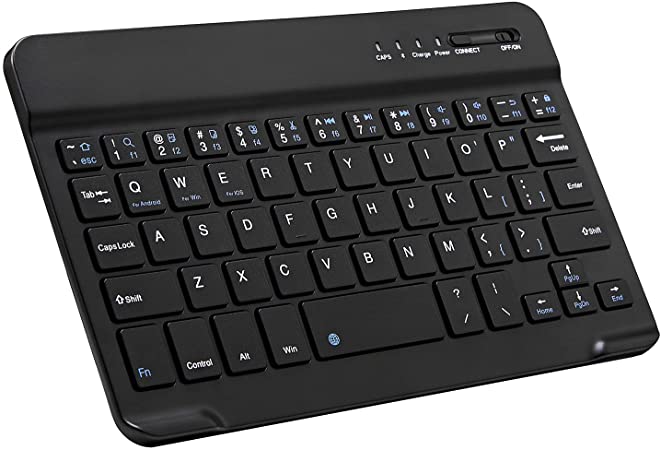 Photo 1 of Ultra-Slim Bluetooth Keyboard Portable Mini Wireless Keyboard Rechargeable for Apple iPad iPhone Samsung Tablet Phone Smartphone iOS Android Windows (7 inch Black)
