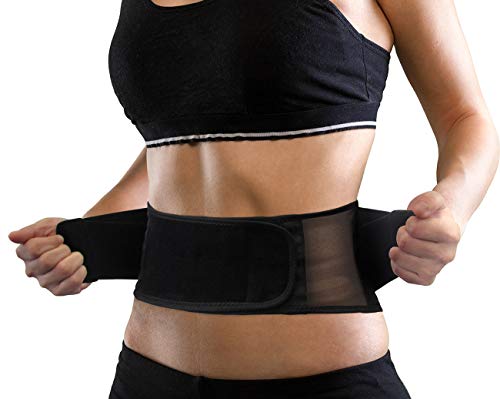 Photo 1 of AllyFlex Sports® Lightweight Back Brace for Men & Women Under Uniform, Dual Medical 3D Lumbar Pads for Lower Back Pain Relief, Breathable Mesh SIZE MED
