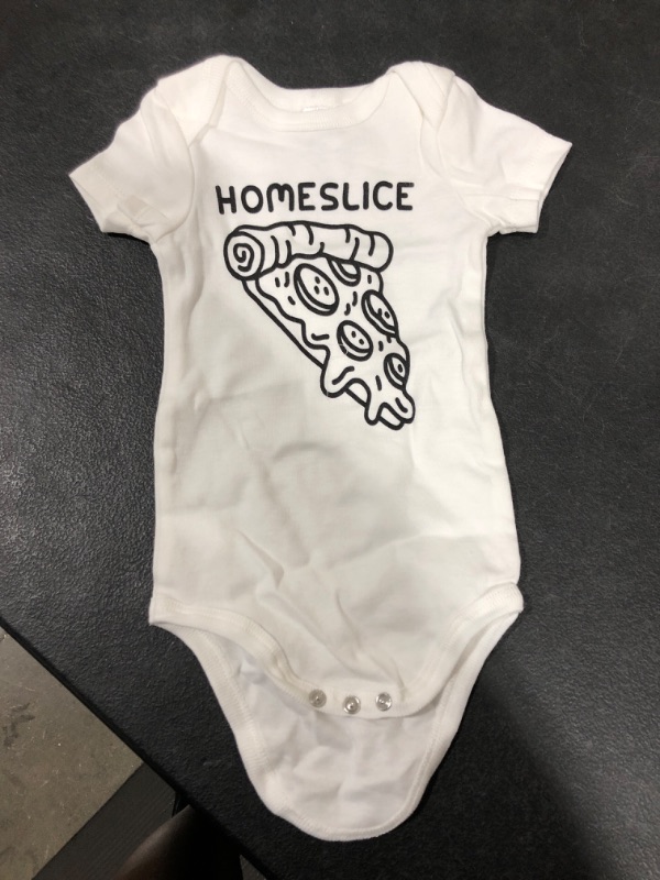 Photo 2 of AW Fashions Homeslice - Humorous Hipster Language - Pizza and Food Lovers - Cute One-Piece Infant Baby Bodysuit